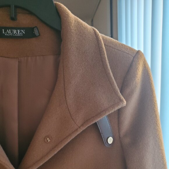 Ralph Lauren Brown Wool Long Coat With Collar - Picture 1 of 3